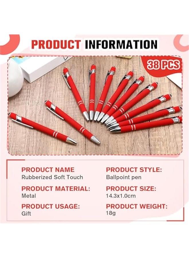 Arabest Red Rubberized Ballpoint Pen with Stylus Tip and Metal Cap, Soft Grip, Black Ink - Compatible with Most Devices  - Image 3