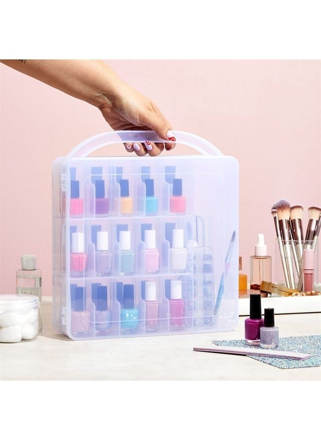 Glamlily - Nail Polish Organizer Case with Lid and Handle, Holds 30 Bottles (Pink, 11.8 x 11.2 x 3.15 In) - Image 1