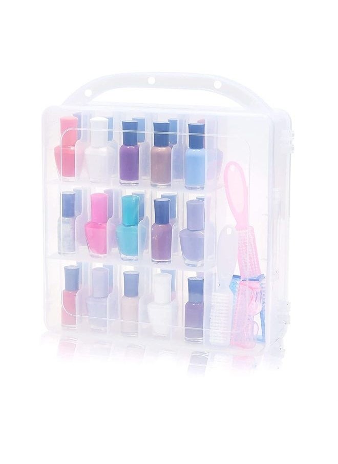 Glamlily - Nail Polish Organizer Case with Lid and Handle, Holds 30 Bottles (Pink, 11.8 x 11.2 x 3.15 In) - Image 1