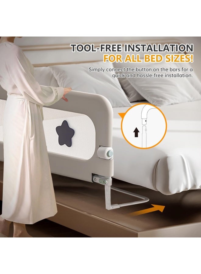 Toddler Bed Rails for Crib, Foldable Bed Rail for Toddlers, Adjustable Heights Portable Bedrail Extra Tall Child Safety Side Railing Guards for Kids - Image 2