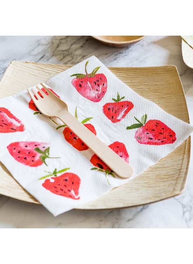 Restaurantware 13 Inch Paper Luncheon Napkins, 500 Strawberry Design Printed Napkins - 3-Ply, Textured Edges, White Paper Decorated Napkins, Soft And Strong, For Parties Or Catering Events  - Image 3