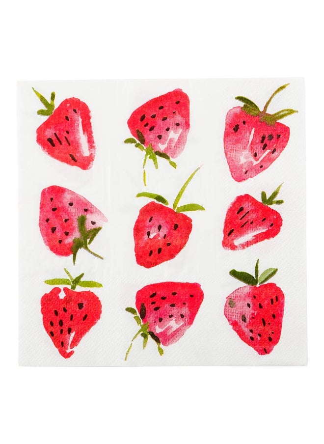 Restaurantware 13 Inch Paper Luncheon Napkins, 500 Strawberry Design Printed Napkins - 3-Ply, Textured Edges, White Paper Decorated Napkins, Soft And Strong, For Parties Or Catering Events  - Image 2