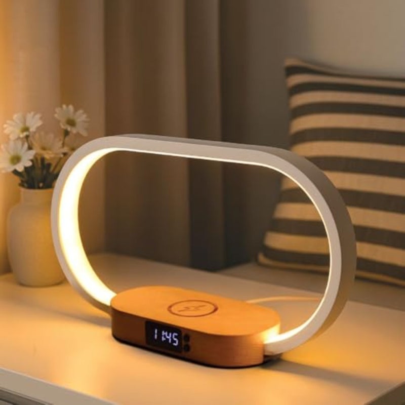 مصباح بجانب السرير مع شاحن لاسلكي 18 وات USB-C شحن سريع، إضاءة ليلية LED للتحكم باللمس خافتة، محطة شحن 3 في 1 لغرفة النوم، المكتب، النوم، غرفة المعيشة، محول من النوع C متضمن - Image 2