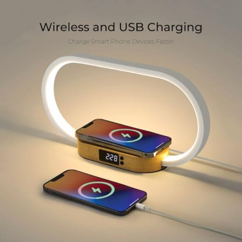 مصباح بجانب السرير مع شاحن لاسلكي 18 وات USB-C شحن سريع، إضاءة ليلية LED للتحكم باللمس خافتة، محطة شحن 3 في 1 لغرفة النوم، المكتب، النوم، غرفة المعيشة، محول من النوع C متضمن - Image 5