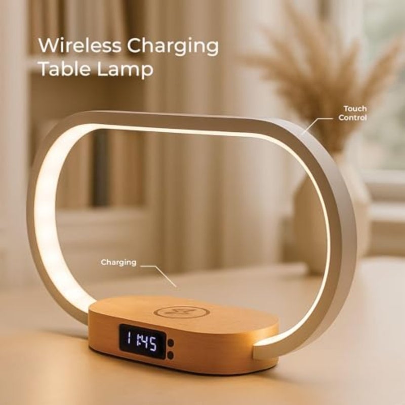مصباح بجانب السرير مع شاحن لاسلكي 18 وات USB-C شحن سريع، إضاءة ليلية LED للتحكم باللمس خافتة، محطة شحن 3 في 1 لغرفة النوم، المكتب، النوم، غرفة المعيشة، محول من النوع C متضمن - Image 4