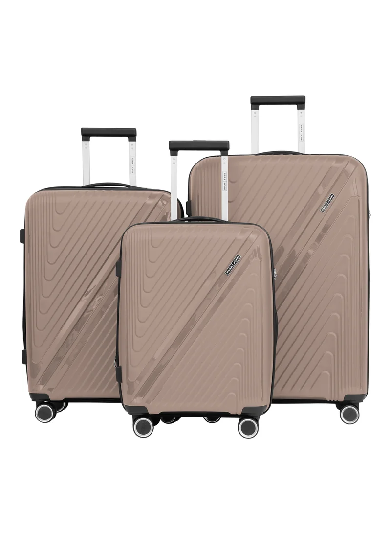 Marc PP Material 3-Piece Hardsided Luggage Set | 4-Wheel Spinner Trolley | Small (10kg), Medium (20kg), Large (30kg] Brown