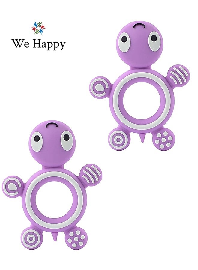 We Happy Turtle Baby Teether Toy, Silicone Teething Pain Relief Animal Infant Chew Tool, BPA Free, Dishwasher and Fridge Safe - Image 1
