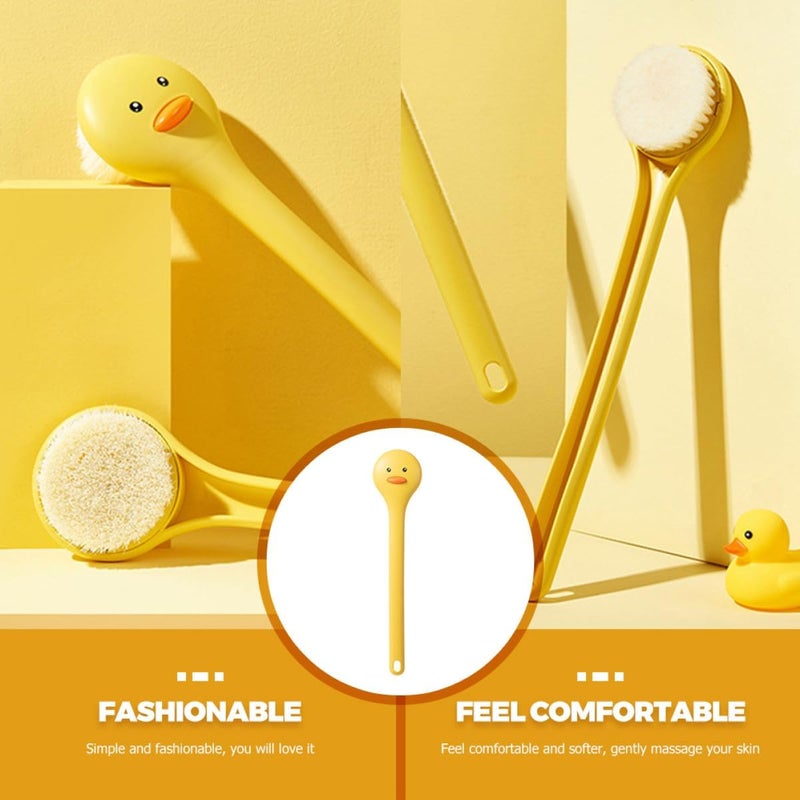 Long Handle Bath Brush with Soft Yellow Bristles, Plastic Back Scrubber for Shower and Body Massage, Exfoliating Bathing Brush for Men and Women - Image 5