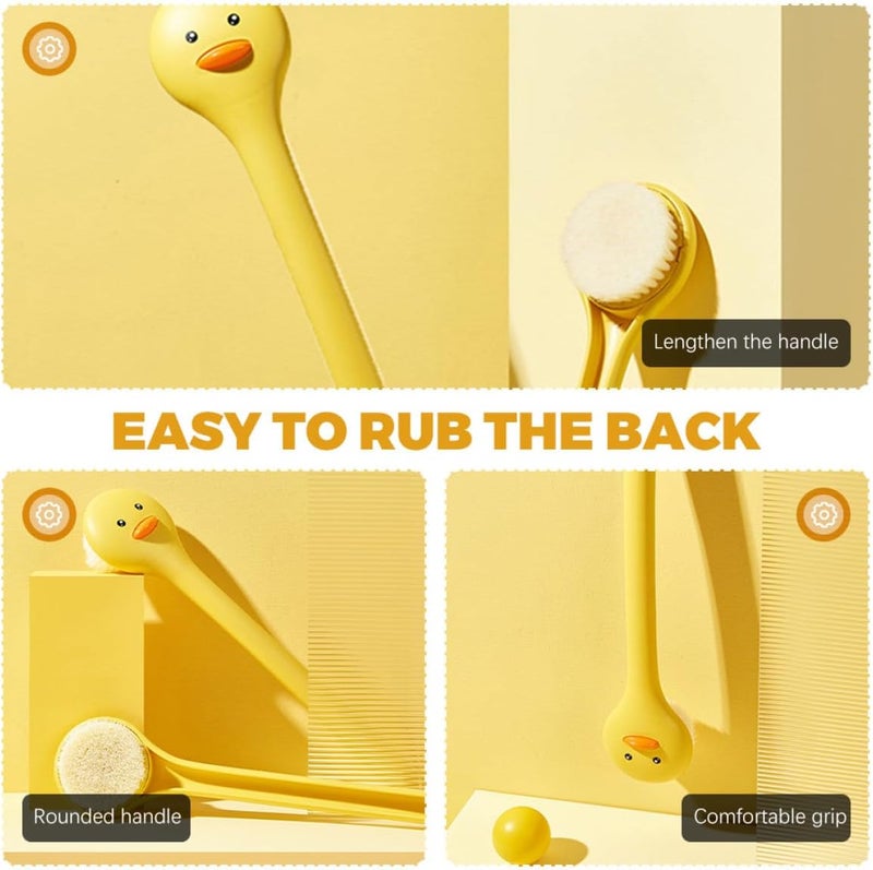 Long Handle Bath Brush with Soft Yellow Bristles, Plastic Back Scrubber for Shower and Body Massage, Exfoliating Bathing Brush for Men and Women - Image 2