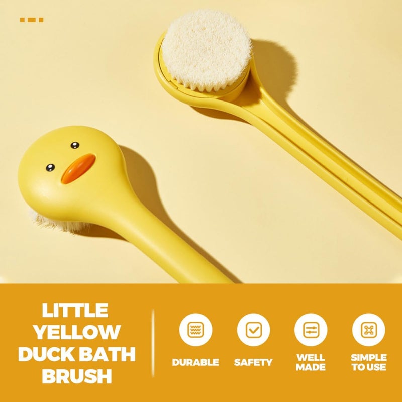 Long Handle Bath Brush with Soft Yellow Bristles, Plastic Back Scrubber for Shower and Body Massage, Exfoliating Bathing Brush for Men and Women - Image 4