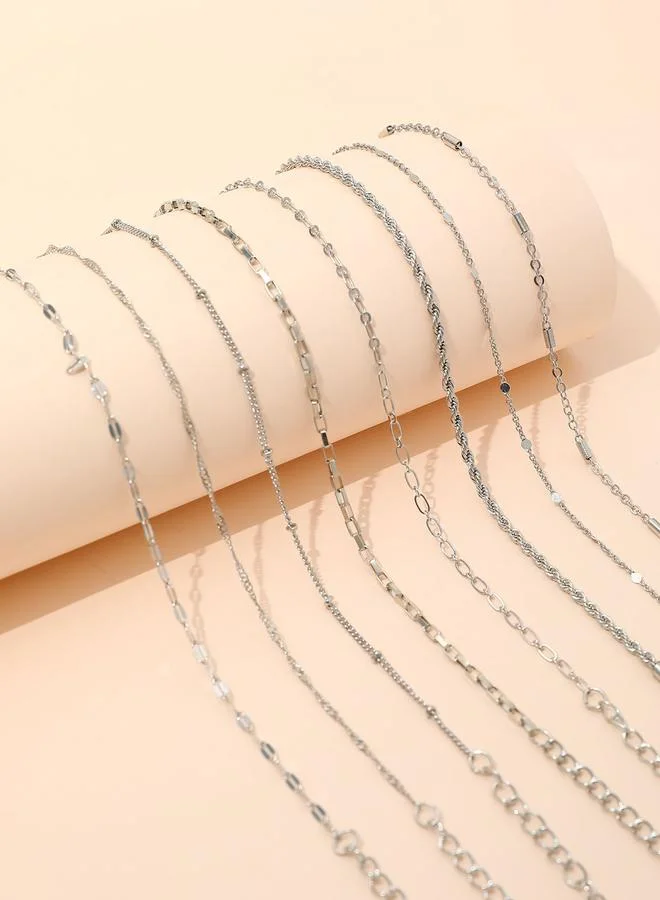 Take Two Take Two Set of 8 - Silver Chain Bracelets