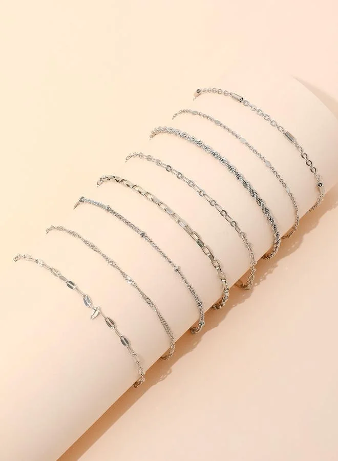 Take Two Take Two Set of 8 - Silver Chain Bracelets