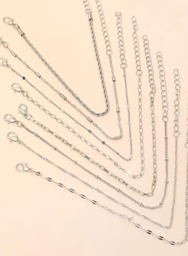 Take Two Take Two Set of 8 - Silver Chain Bracelets