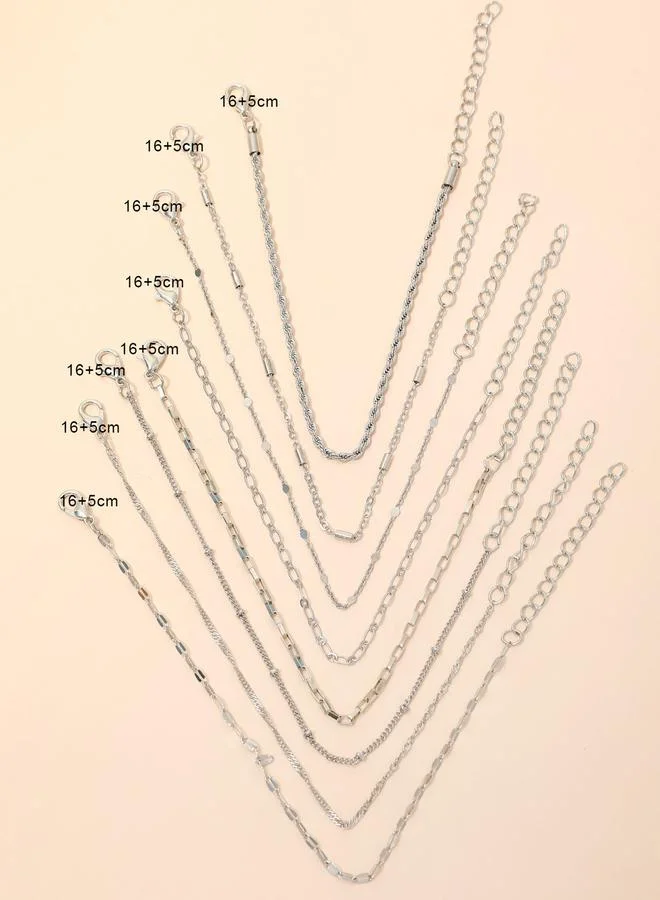 Take Two Take Two Set of 8 - Silver Chain Bracelets