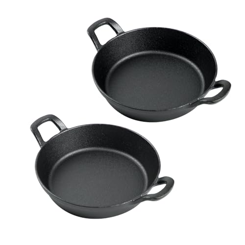DVK Small Cast Iron Skillet Round Frying Shrimp Pan Set Suitable for kitchen, Indoor and Outdoor Picnics (2, 7In) - Image 1