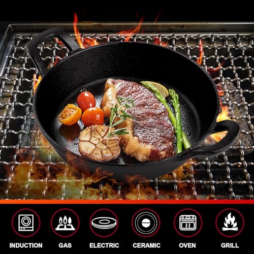 DVK Small Cast Iron Skillet Round Frying Shrimp Pan Set Suitable for kitchen, Indoor and Outdoor Picnics (2, 7In) - Image 2