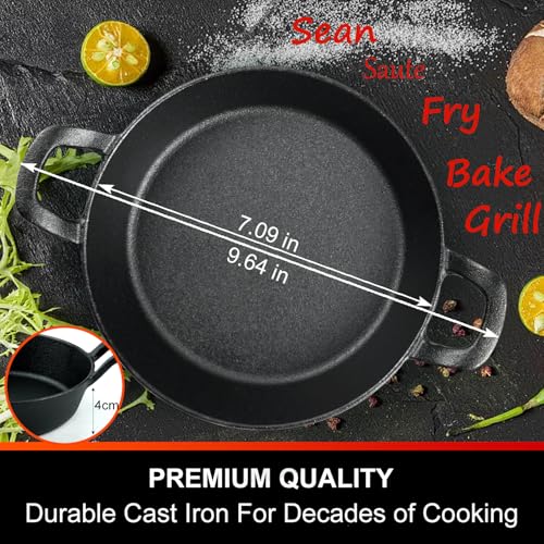 DVK Small Cast Iron Skillet Round Frying Shrimp Pan Set Suitable for kitchen, Indoor and Outdoor Picnics (2, 7In) - Image 4