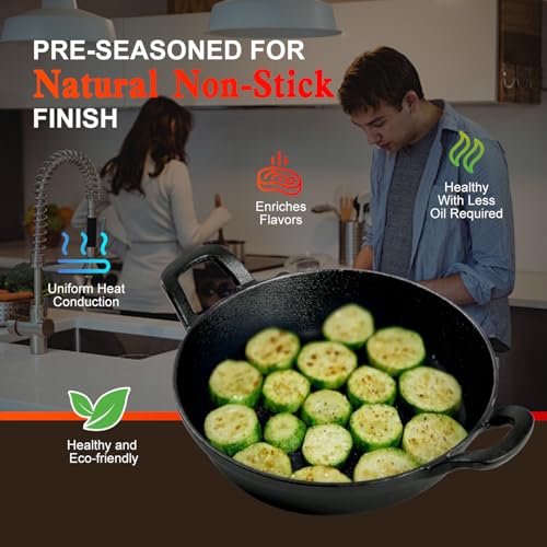 DVK Small Cast Iron Skillet Round Frying Shrimp Pan Set Suitable for kitchen, Indoor and Outdoor Picnics (2, 7In) - Image 5