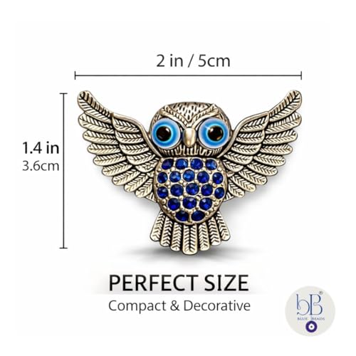 BLUE BEADS Home & Decor Magnets Multi Design Turkish Round Evil Eye Fridge Magnet Refrigerator Sticker Good Luck & Protection Unique Items Home and Office Decorative Car Accessories (Silver Owl) - Image 4
