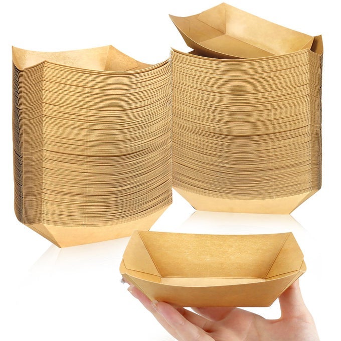 150 PACK 12 LB DISPOSABLE KRAFT BROWN PAPER FOOD BOATS HOT DOG TRAYS BULK SMALL RECYCLABLE SERVING BOATS FOR PARTY SNACKS FRENCH FRIESNACHOS TACOS BBQTAKE OUT FOODMINI PANCAKES SUPPLIES
