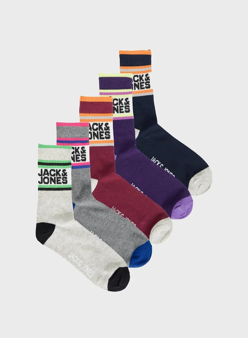 Jack & Jones Junior Youth 5 Pack Assorted Socks