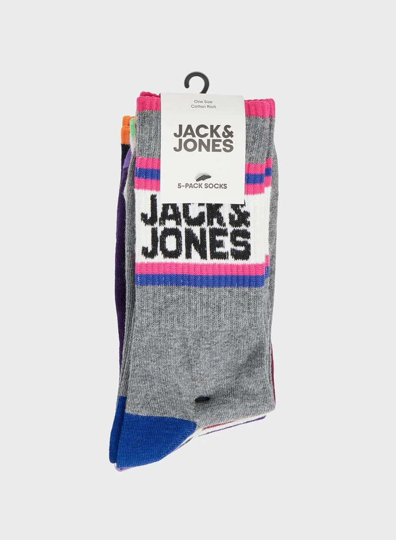 Jack & Jones Junior Youth 5 Pack Assorted Socks