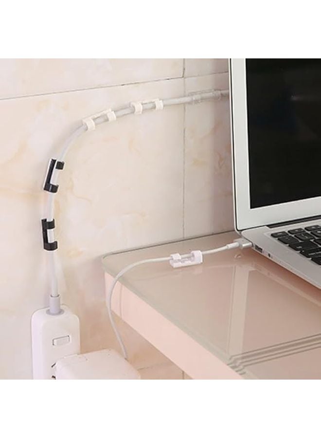 مشابك كابل بيضاء 20 قطعة، منظف أسلاك لاصق ذاتيًا لحامل مكتب جدار سيارة تلفزيون - Image 1