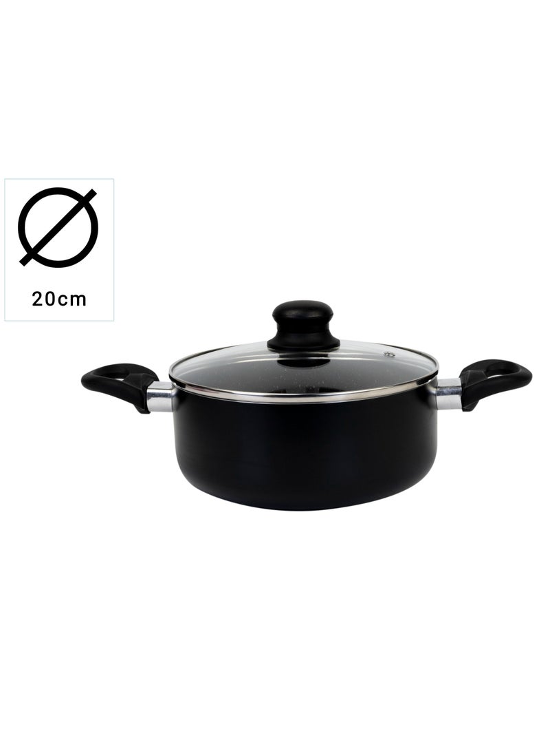 Wilson Casserole With Glass Lid Durable Marble Coating, Forged Aluminium Construction, Nonstick Dish For Gas Induction & Ceramic Hobs Induction Bottom 20 x 9cm - Image 4