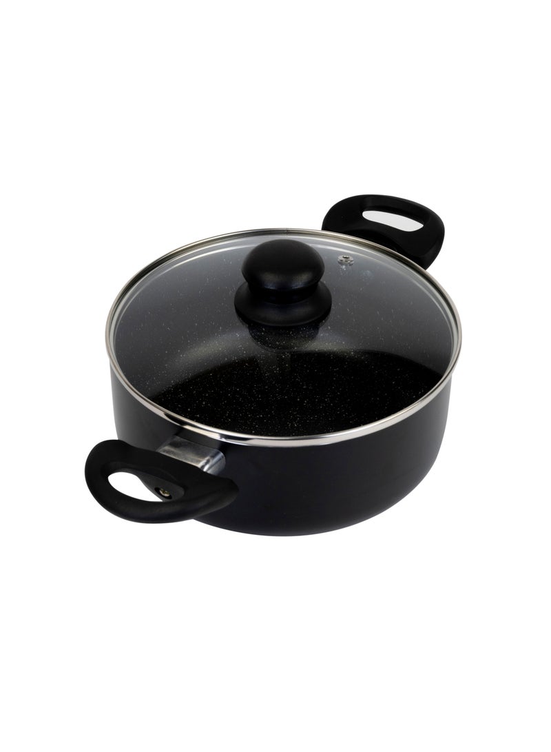 Wilson Casserole With Glass Lid Durable Marble Coating, Forged Aluminium Construction, Nonstick Dish For Gas Induction & Ceramic Hobs Induction Bottom 20 x 9cm - Image 1