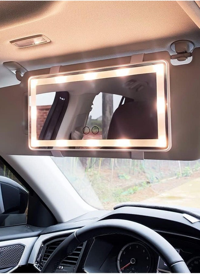Generic - Car Visor Vanity Mirror With Led Lights, Car Mirror Light Rechargeable Makeup Mirror With 3 Light Modes, Car Visor Mirror, Car Vanity Mirror For Car Truck SUV, black - Image 1