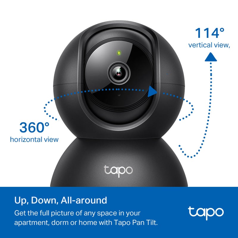 Tapo 1080P Indoor Pan/Tilt Wired Security Camera - Works as a Baby & Pet Monitor, Motion Detection, 2-Way Audio, Siren, Night Vision, Subscription-Free Local Storage or Optional Cloud, Black, C201 - Image 4