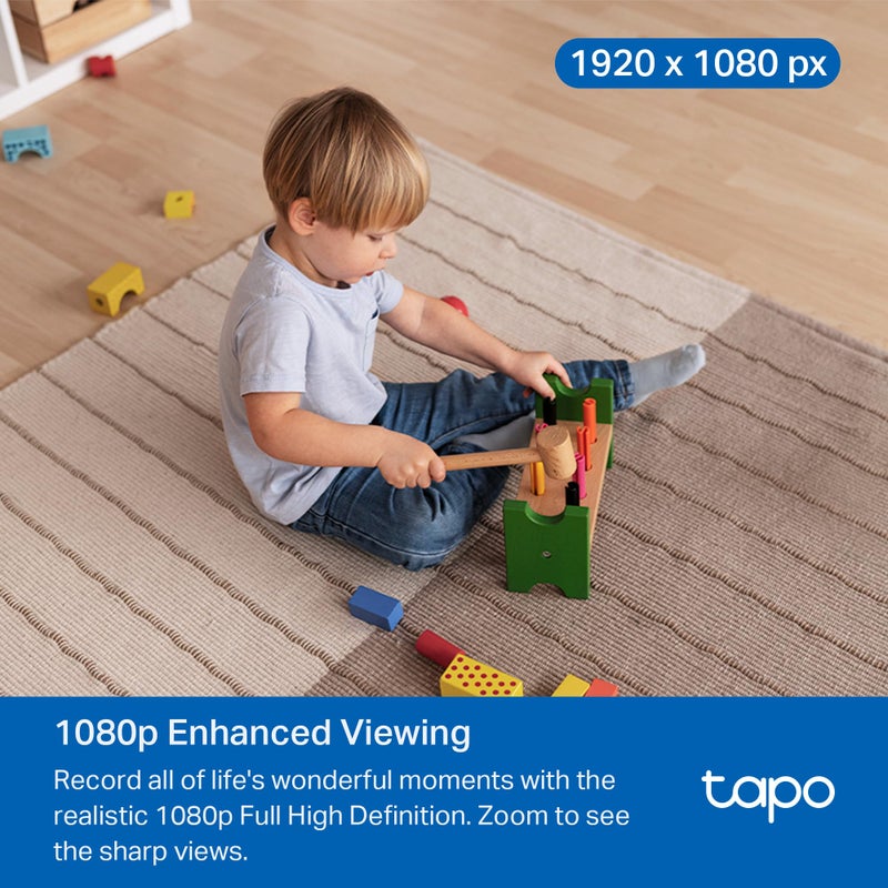 Tapo 1080P Indoor Pan/Tilt Wired Security Camera - Works as a Baby & Pet Monitor, Motion Detection, 2-Way Audio, Siren, Night Vision, Subscription-Free Local Storage or Optional Cloud, Black, C201 - Image 3