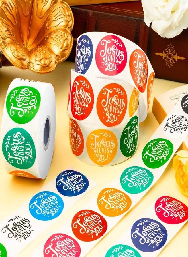 TORINALITAL 1200Pcs Jesus Loves You Stickers, 16 Colors Christian Religious Sticker Rolls, Jesus Loves You Decal Stickers for Kids Party Supplies(2 Rolls) - Image 4