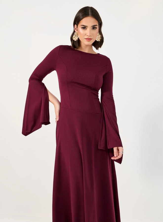 Styli Styli Asymmetric Bell Sleeves A-Line Maxi Dress