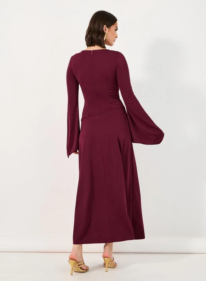 Styli Styli Asymmetric Bell Sleeves A-Line Maxi Dress