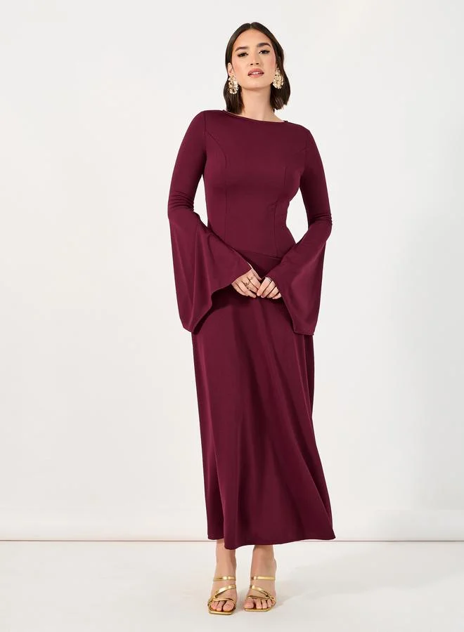 Styli Styli Asymmetric Bell Sleeves A-Line Maxi Dress