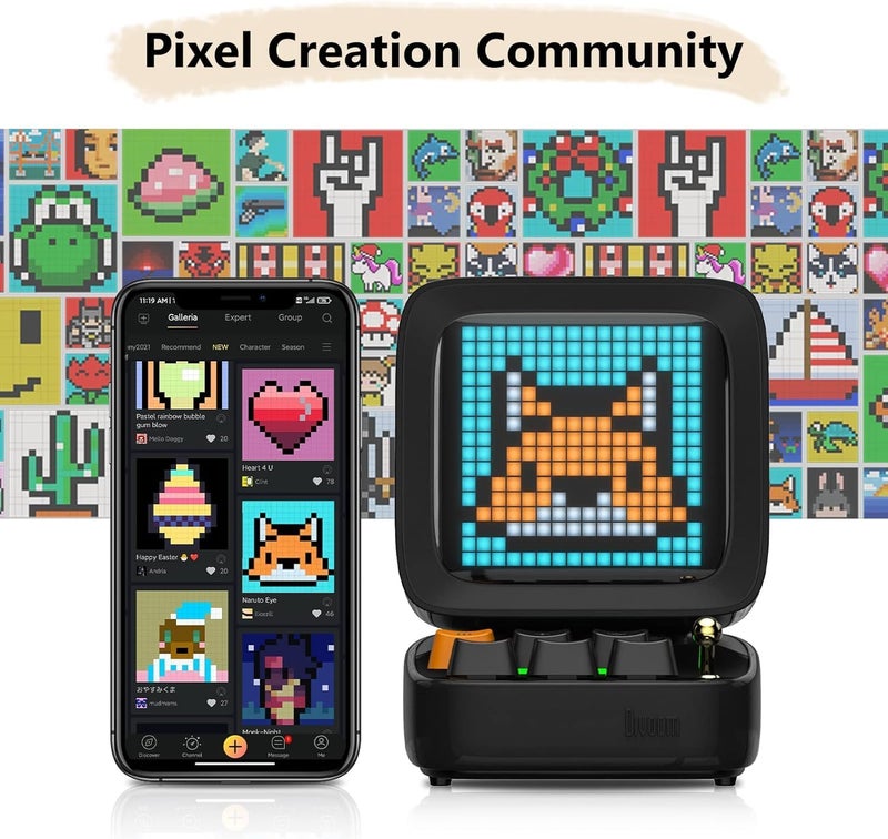 Divoom ACDIVDITBLK Ditoo Pixel Art Portable Bluetooth Speaker with App Controlled 16X16 LED Front Panel Black - Black (Pack of1) - Image 5