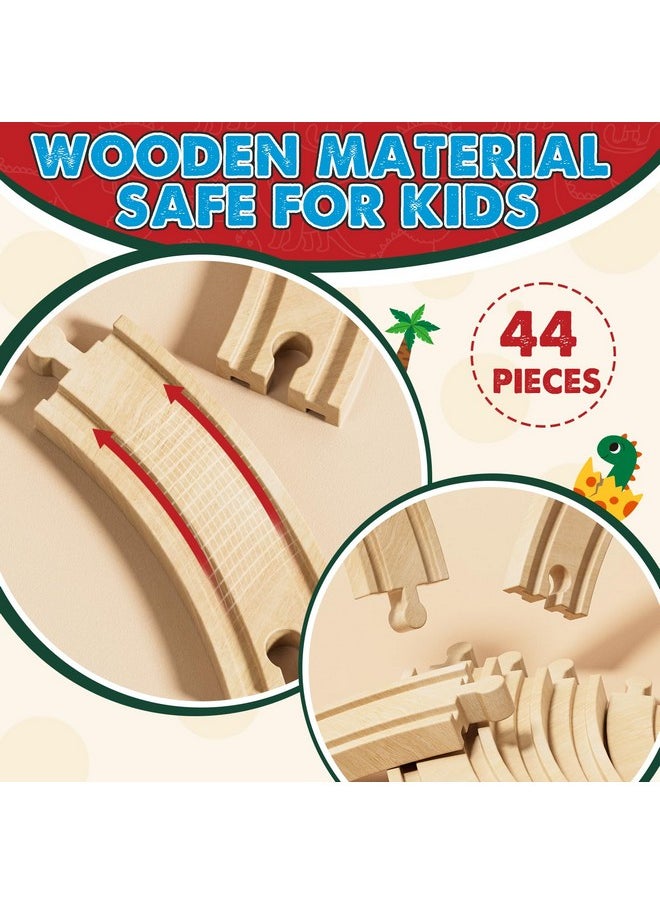 Lehoo Castle Wooden Train Set, Dinosaur Wooden Train Track Set, Wood Toy Train Set For Toddlers 2-4, Train Toys For Toddlers 3-5, Fits Thomas, Fits Brio, Fits Melissa And Doug  - Image 2