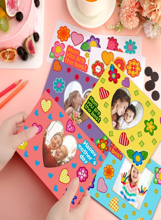 Kathfly 30 Sets Mother's Day Picture Frame Craft Kit for Kids Happy Mother's Day Magnetic DIY Craft Make Your Own Photo Frame with Heart Flower Stickers for Classroom Activities Gift - Image 5