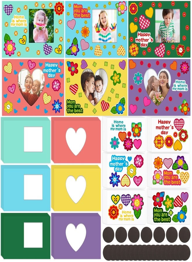 Kathfly 30 Sets Mother's Day Picture Frame Craft Kit for Kids Happy Mother's Day Magnetic DIY Craft Make Your Own Photo Frame with Heart Flower Stickers for Classroom Activities Gift - Image 1