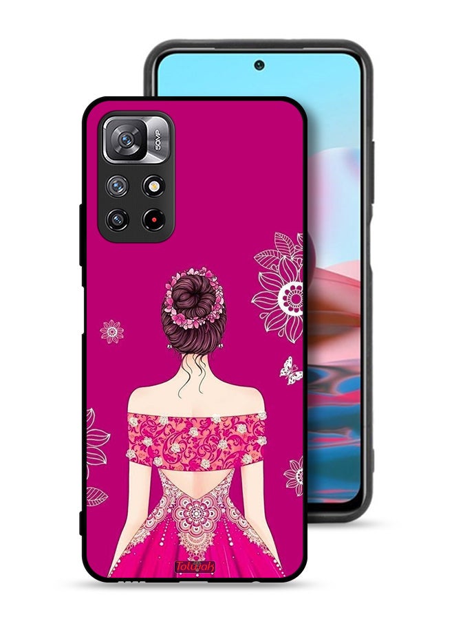 Tolwak Xiaomi Redmi Note 11 4G Protective Case Cover Girl And Flowers Art - Image 1