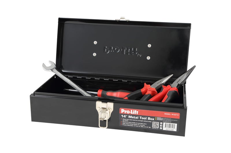 Pro Lift Pro-Lift Steel Tool Box â€“ 14-inch Metal Toolbox Portable with Handle â€“ Heavy Duty Metal Latch Closure Small Carry Storage Box Tools Organizer - Image 3