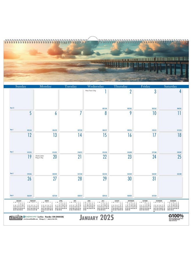 House of Doolittle 2025 Monthly Wall Calendar, Earthscapes Coastlines, 12 x 12 Inches, January - December (HOD328-25) - Image 1