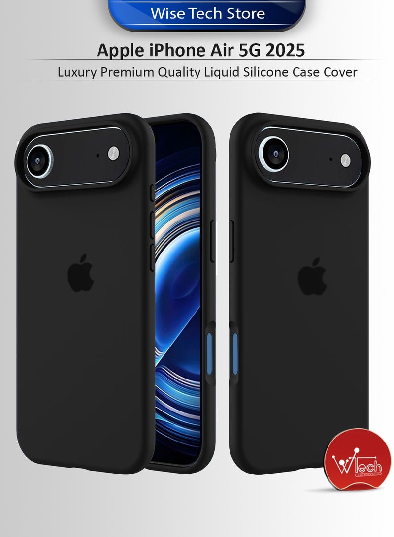دبليو تيك غلاف واقي عالي الجودة من السيليكون السائل لآيفون 17 إير 5G لعام 2025 (MCRPSN) - أسود - Image 1