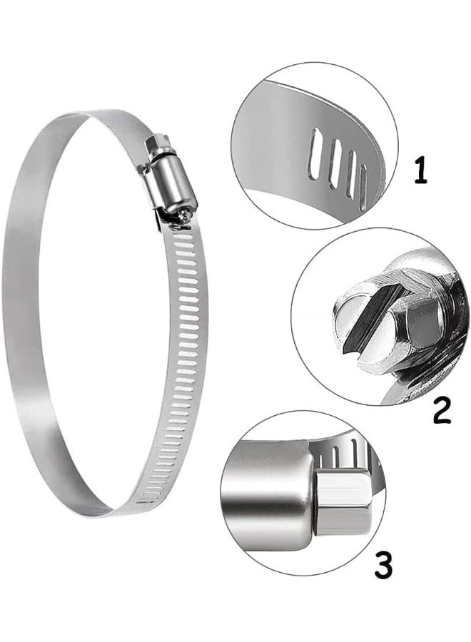 Poaker Poaker 4pcs Gi Hose Clips - Adjustable Worm Drive Pipe Clamps For Securing Hose Connections In Gas Lines, Water Pipes, Industrial Hoses, Oil Pipes, And More (70MM TO 90MM)  - Image 3