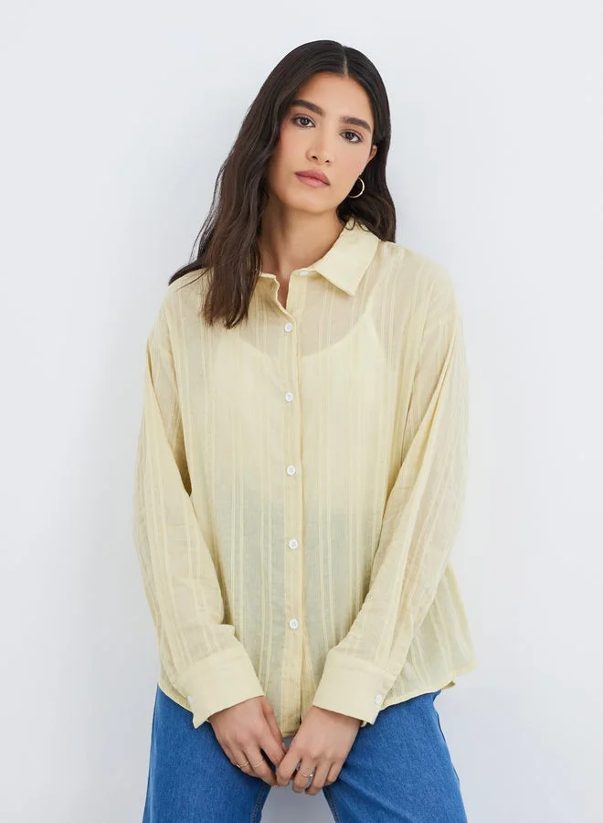 Take Two Take Two Textured Casual Oversized Shirt