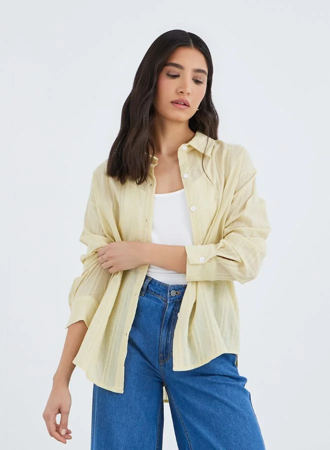 Take Two Take Two Textured Casual Oversized Shirt