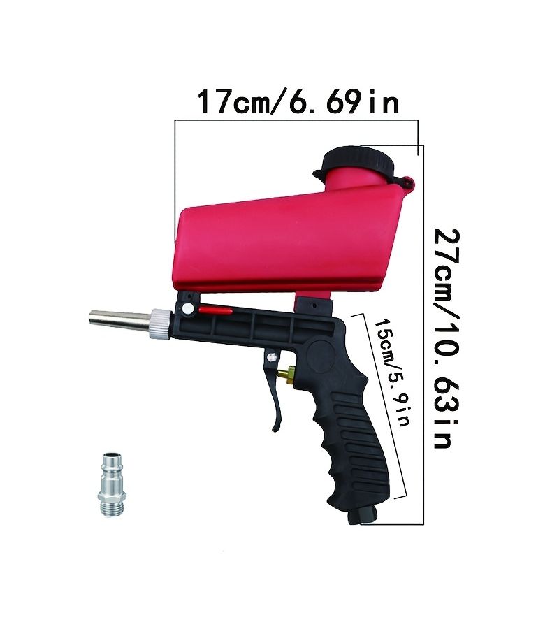 90PSI Adjustable Pneumatic Sandblaster Portable With Non Slip Grip Gravity Feed 1pc - Image 2