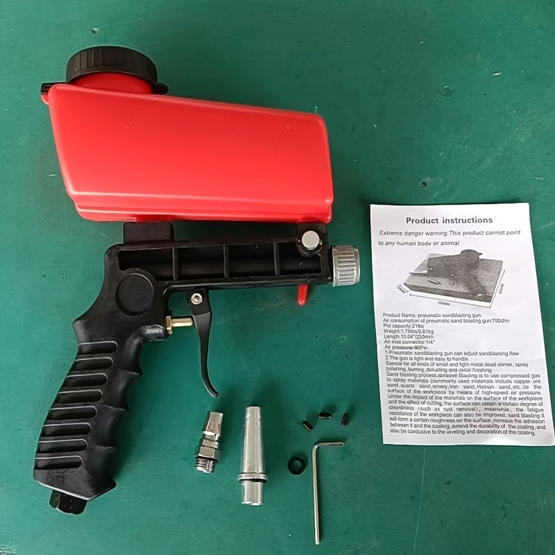 90PSI Adjustable Pneumatic Sandblaster Portable With Non Slip Grip Gravity Feed 1pc - Image 5