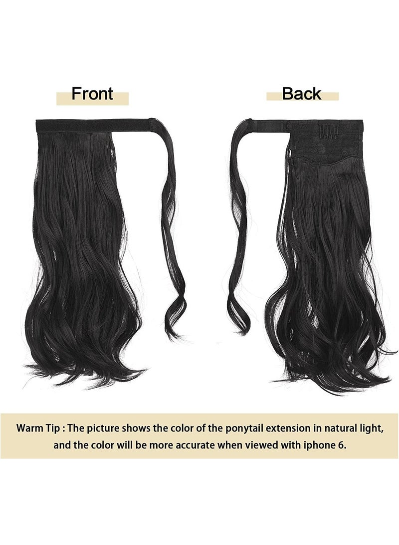 إستيل وصلات شعر مموج مجعد مقاس 22 بوصة مقاومة للحرارة ومموجة ملفوفة حول وصلات شعر ذيل حصان للنساء أغمق بني مجعد - Image 2